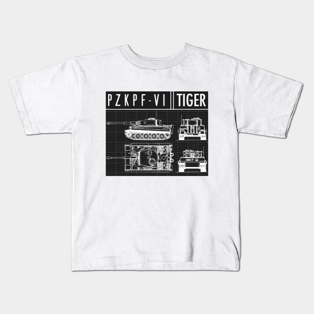 PZKPFW VI BLUEPRINT Kids T-Shirt by theanomalius_merch